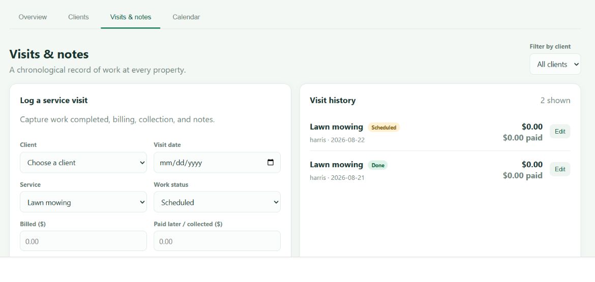 A deployed SharePoint application for logging and reviewing service visits